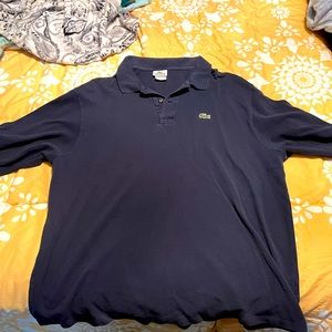 Lacoste, size 7, fits like xl, long sleeve, navy blue